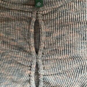 Wild Fable Blouse Womens 2XL Heathered Gray Brown Ribbed Ruched Tie Top